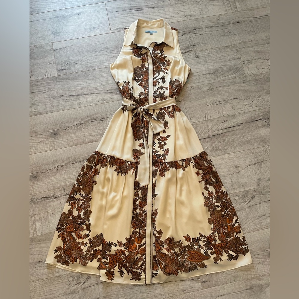 Antonio Melani Tatiana button down sleeveless belted midi dress